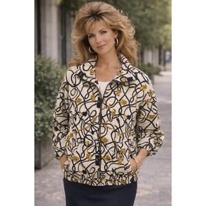 Vintage EVR Keys Tassel Print Bomber Royalty Jacket Size M Country Club Yachting